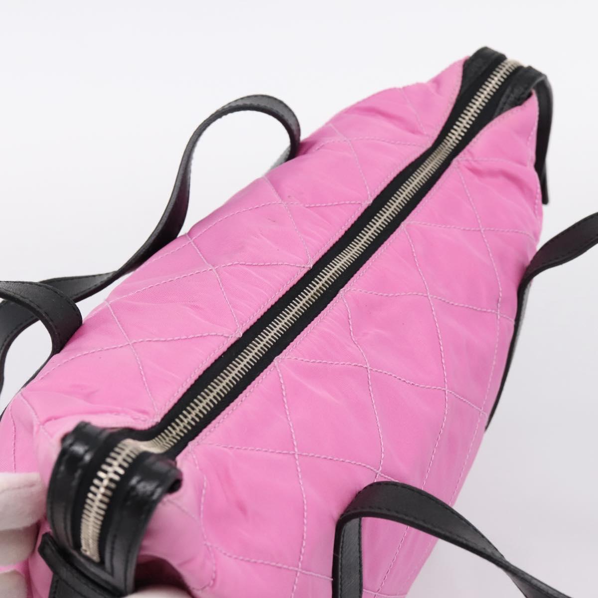 PRADA Shoulder Bag Nylon Pink Black Auth 202854