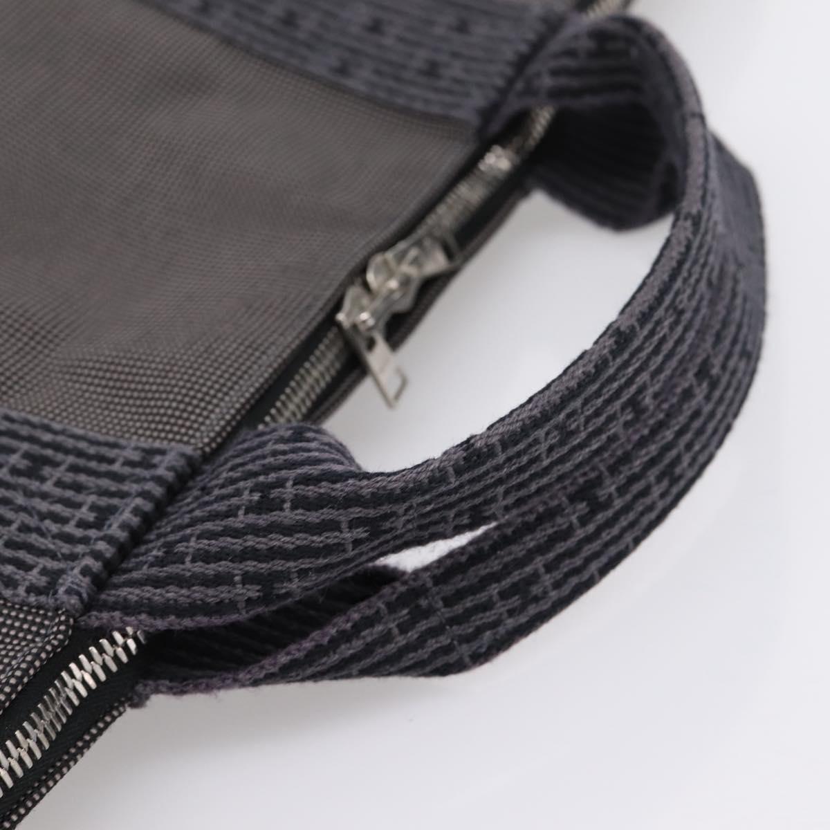HERMES Her Line Porte Documents Hand Bag Canvas Gray Silver Auth 202855A