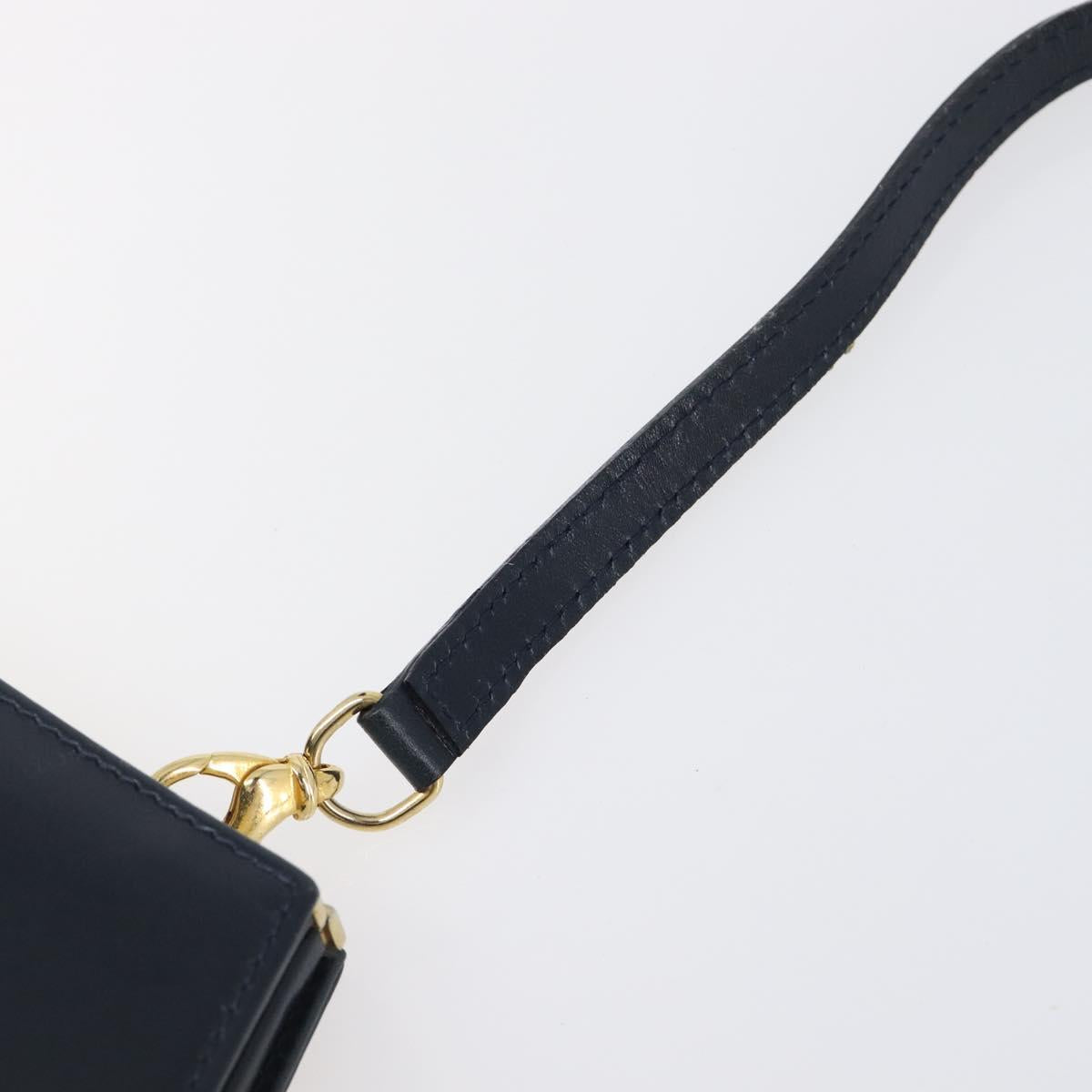 Salvatore Ferragamo Gancini Hand Bag Leather 2way Navy Gold Tone Auth 202857V