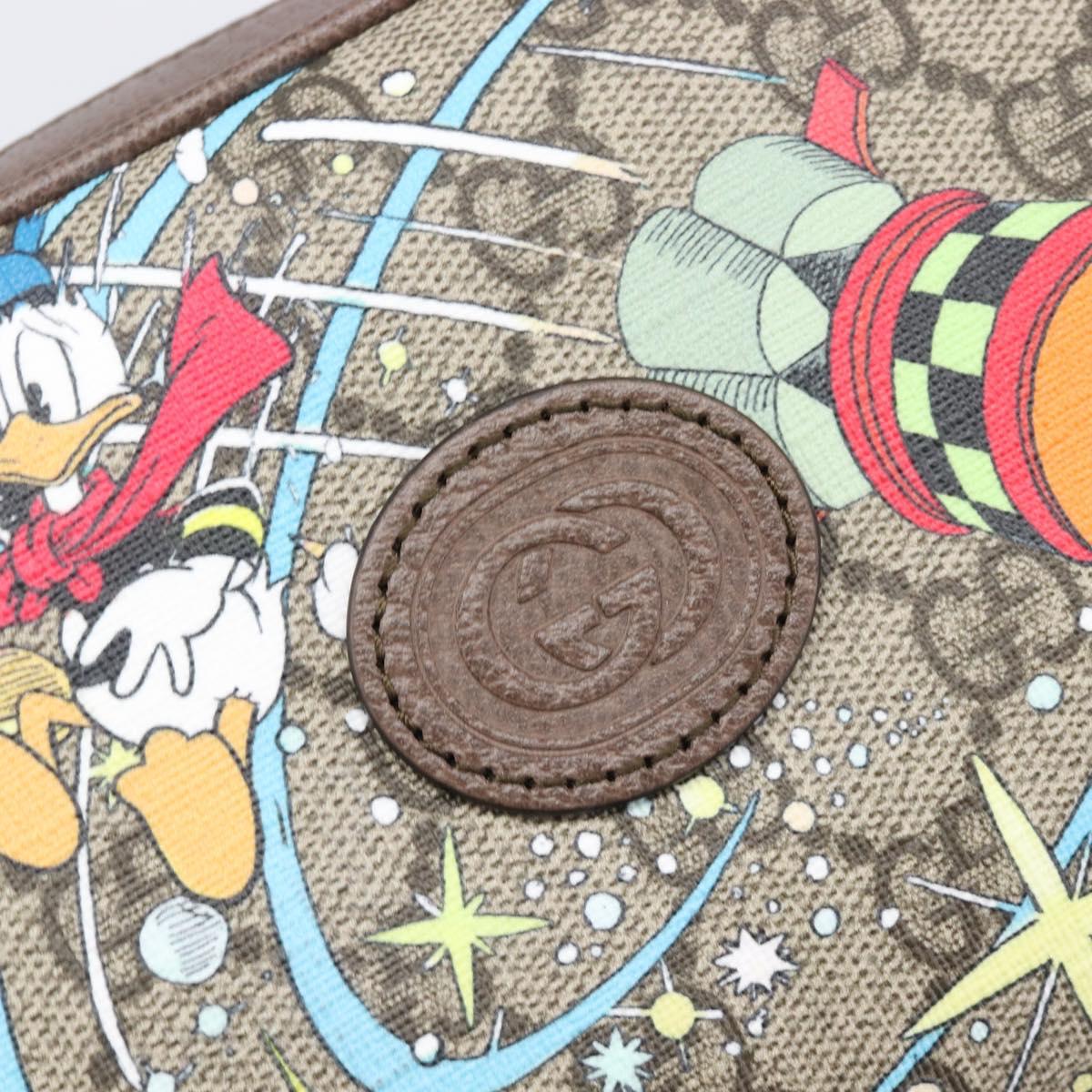 GUCCI GG Supreme Disney Donald Duck Shoulder Bag PVC Beige 648124 Auth 202863SAM