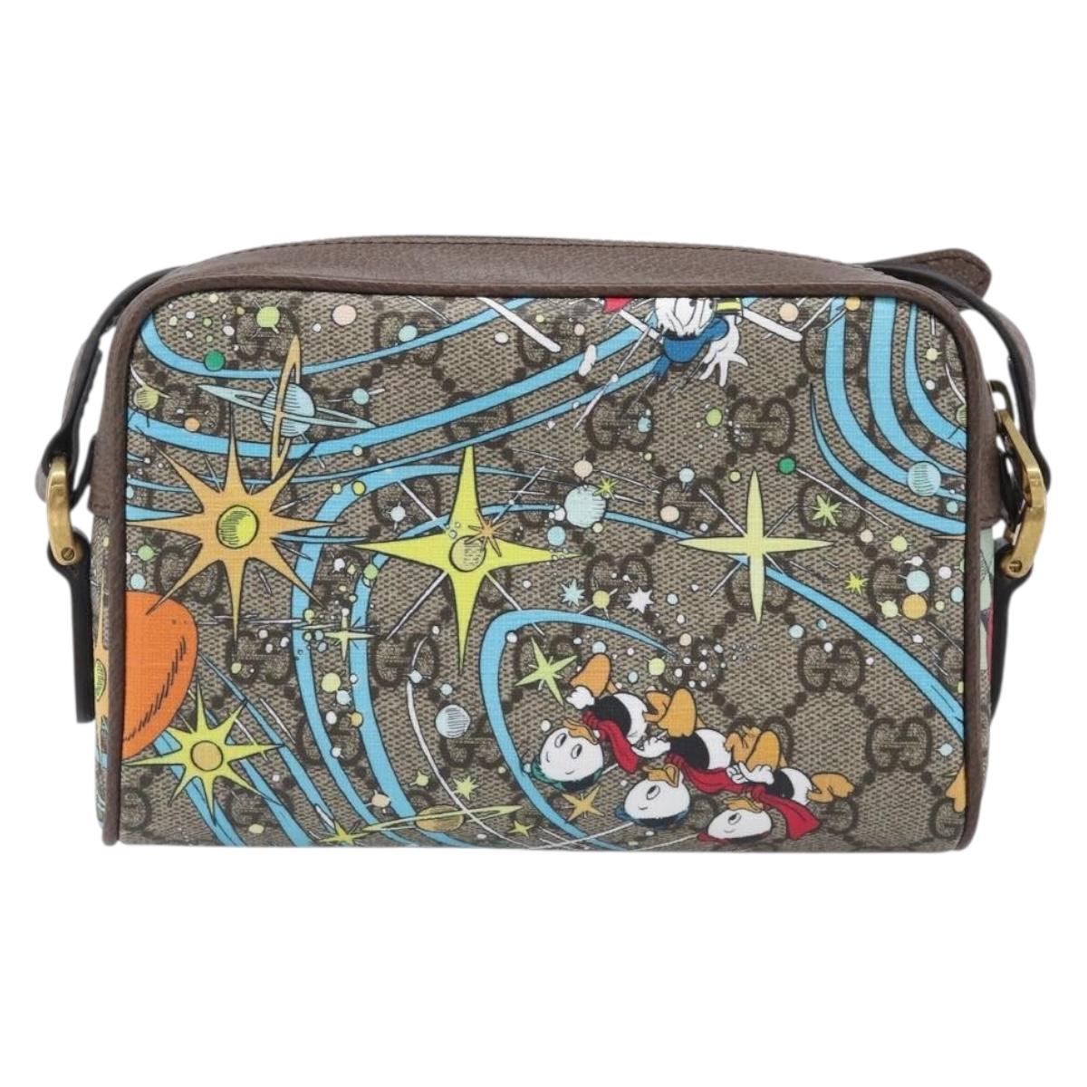 GUCCI GG Supreme Disney Donald Duck Shoulder Bag PVC Beige 648124 Auth 202863SAM