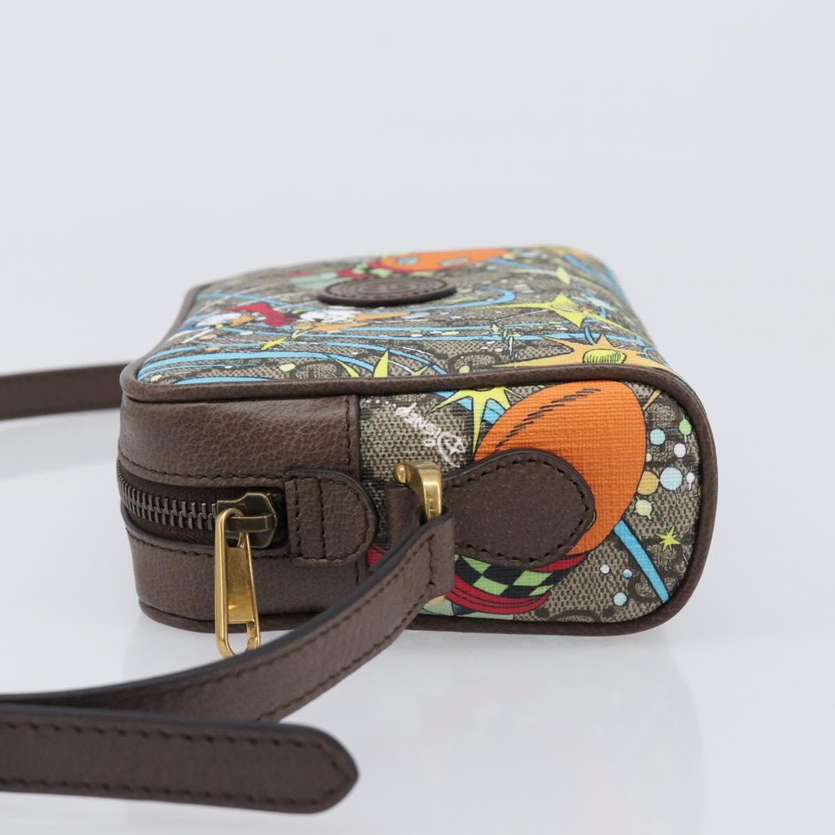 GUCCI GG Supreme Disney Donald Duck Shoulder Bag PVC Beige 648124 Auth 202863SAM