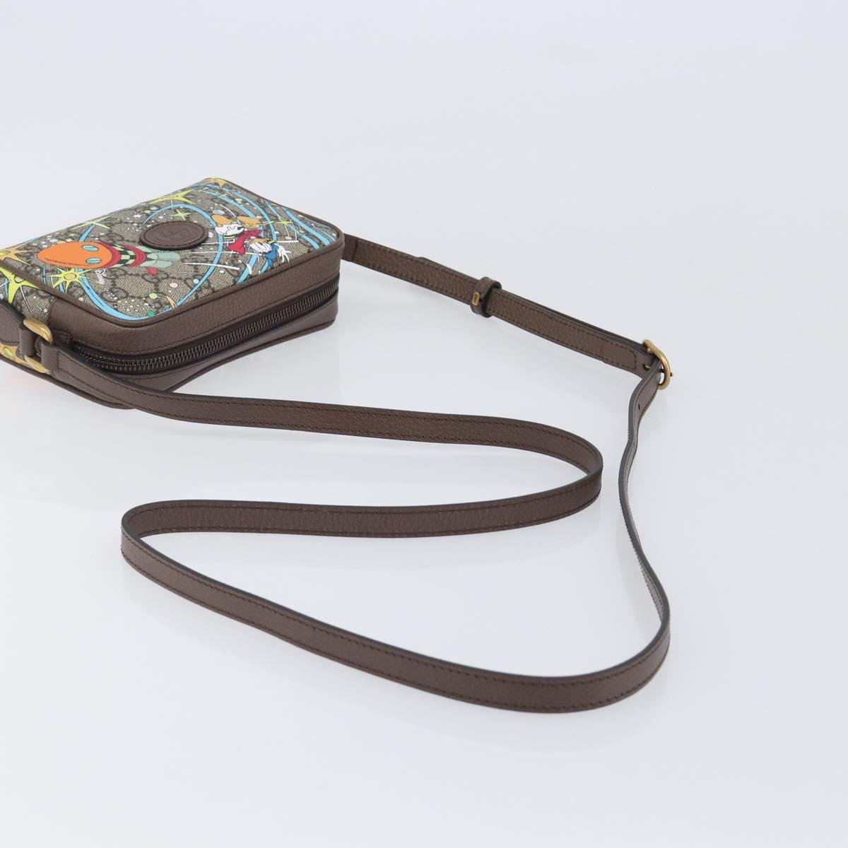 GUCCI GG Supreme Disney Donald Duck Shoulder Bag PVC Beige 648124 Auth 202863SAM