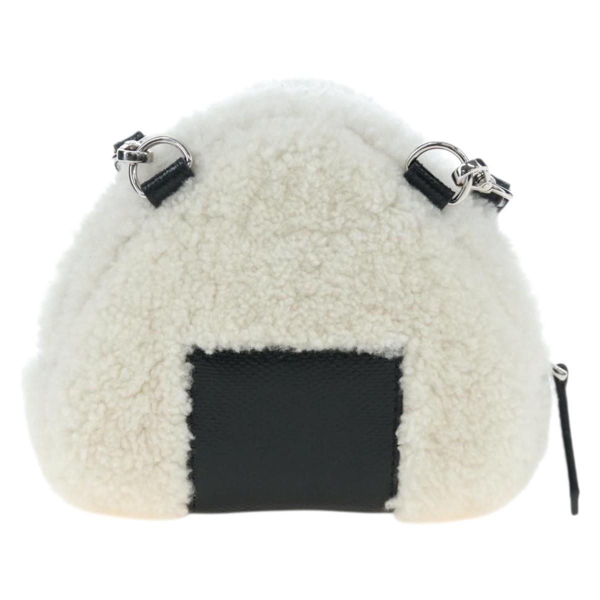 FENDI Rice Ball Shoulder Bag Bore White Black 7AS240 Auth 202864SAM