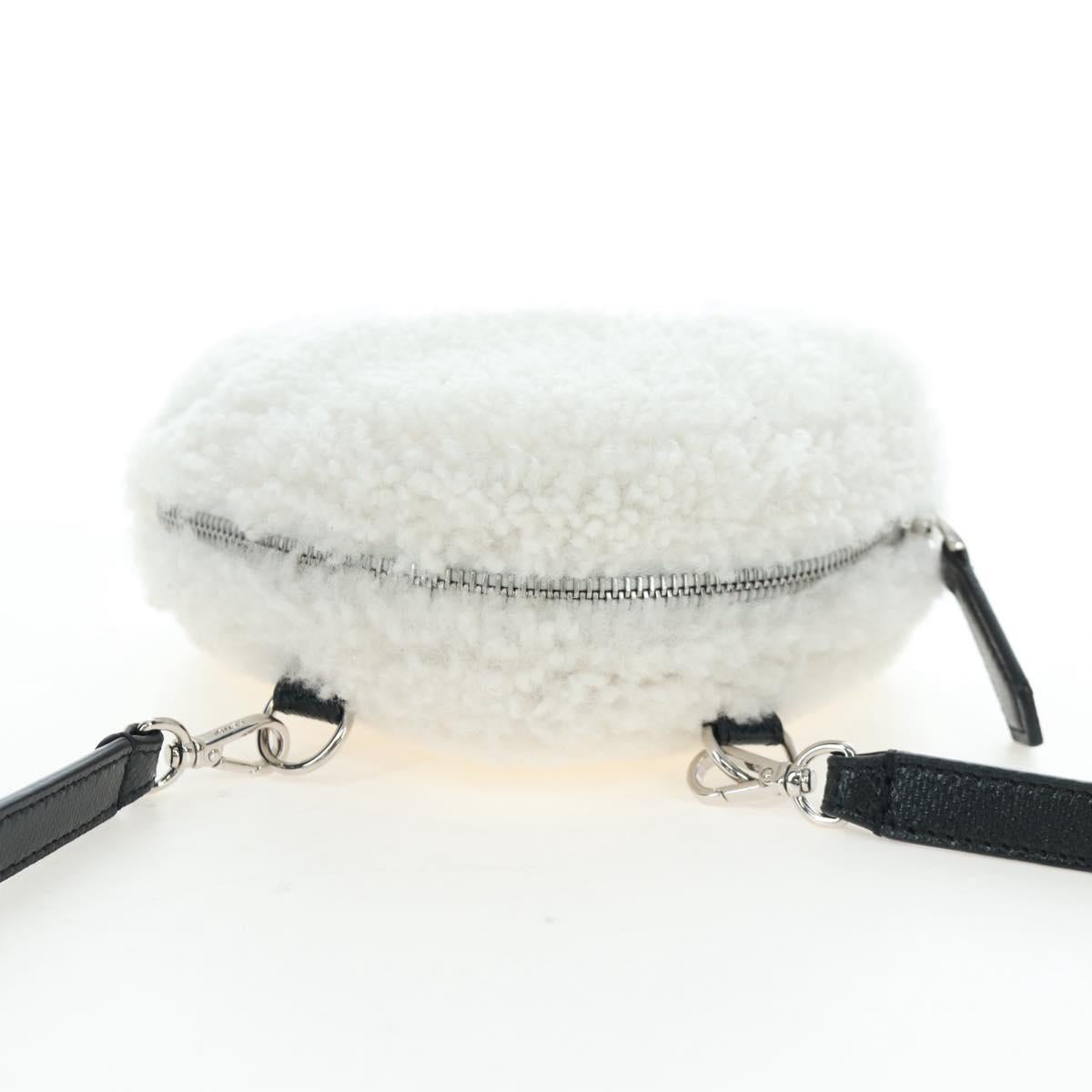 FENDI Rice Ball Shoulder Bag Bore White Black 7AS240 Auth 202864SAM