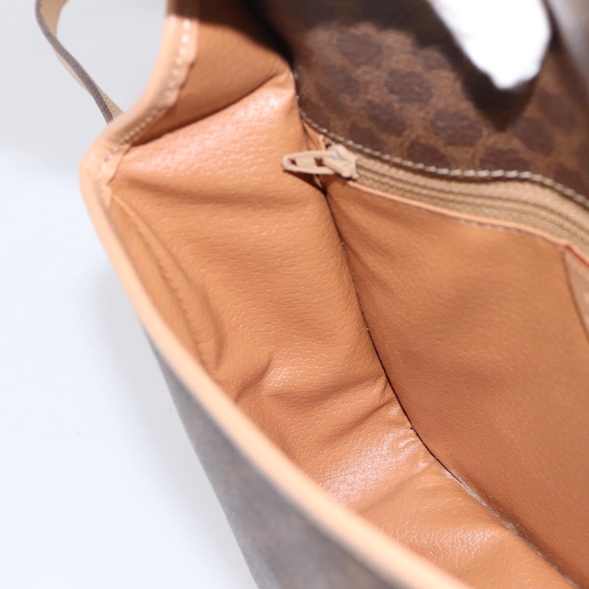 CELINE Macadam Canvas Circle Shoulder Bag PVC Leather Brown Gold Auth 202874A