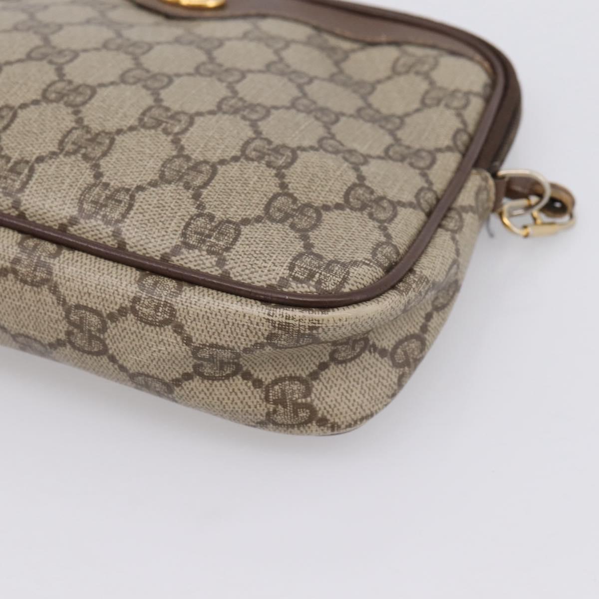 GUCCI GG Supreme Shoulder Bag PVC Beige Gold 97 02 068 Auth 202878