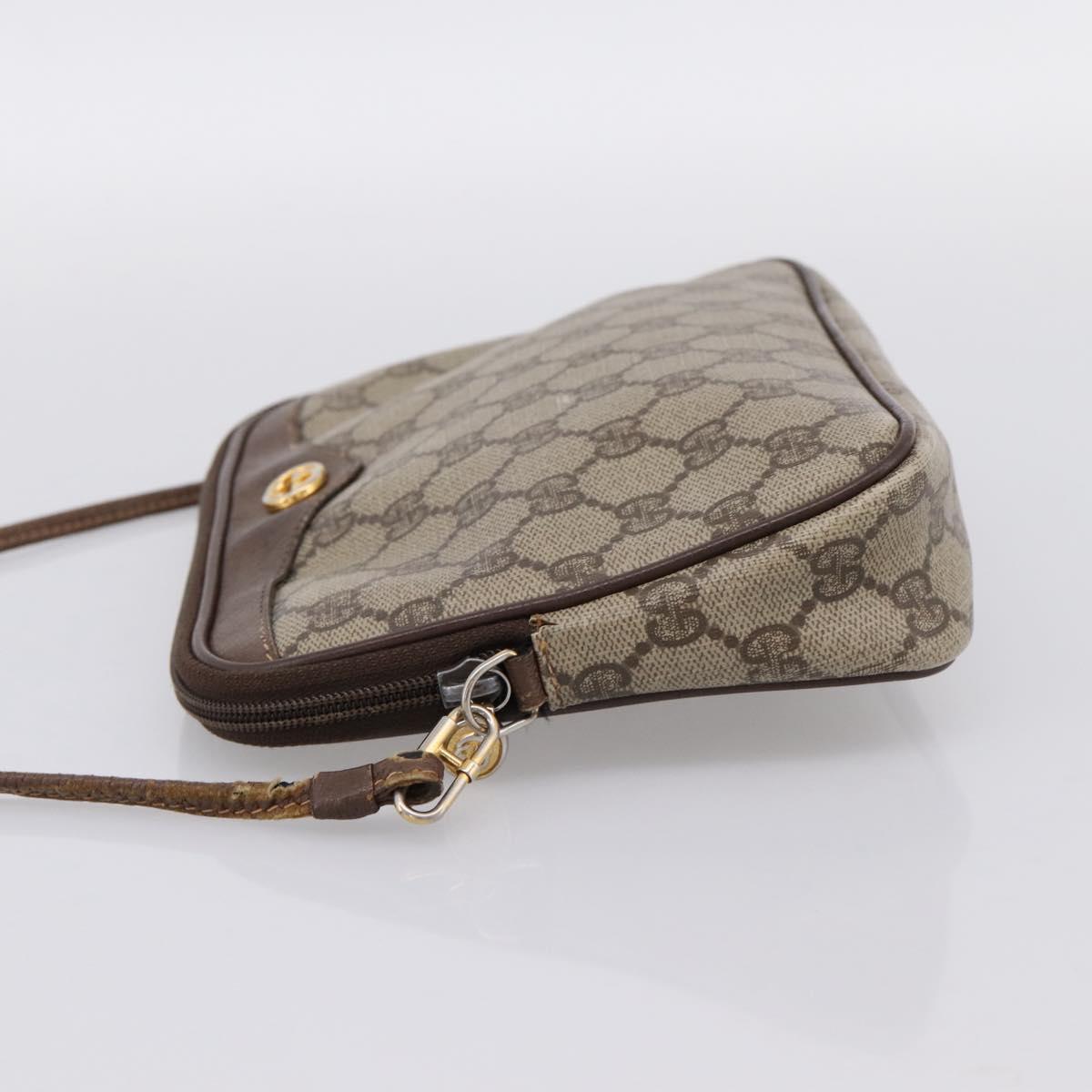 GUCCI GG Supreme Shoulder Bag PVC Beige Gold 97 02 068 Auth 202878