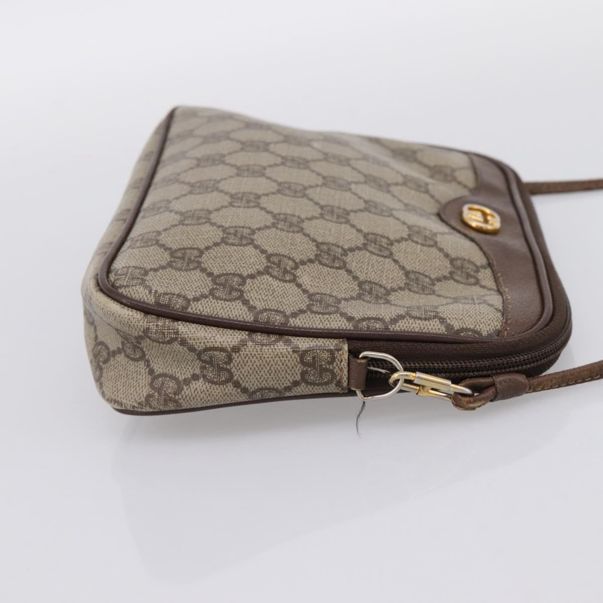 GUCCI GG Supreme Shoulder Bag PVC Beige Gold 97 02 068 Auth 202878