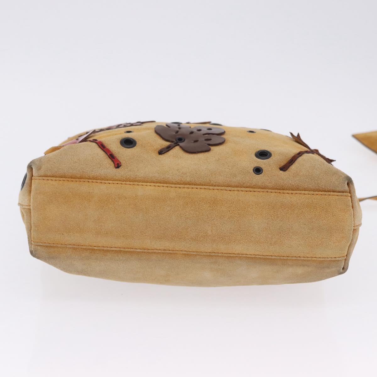 FENDI Hand Bag Suede Beige Auth 202880
