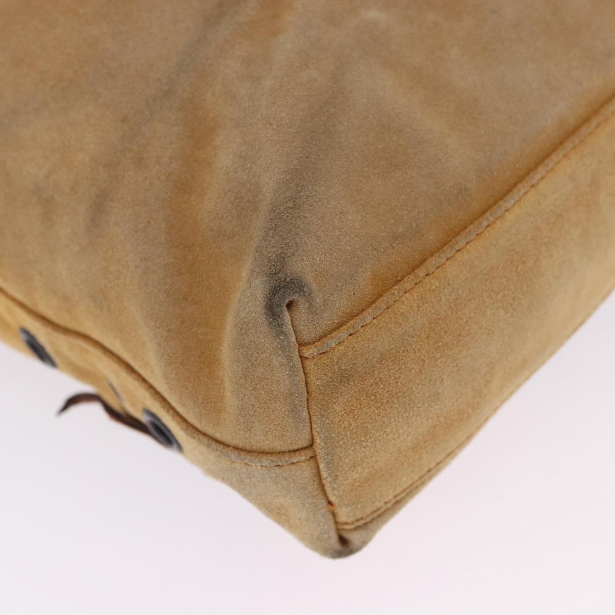 FENDI Hand Bag Suede Beige Auth 202880