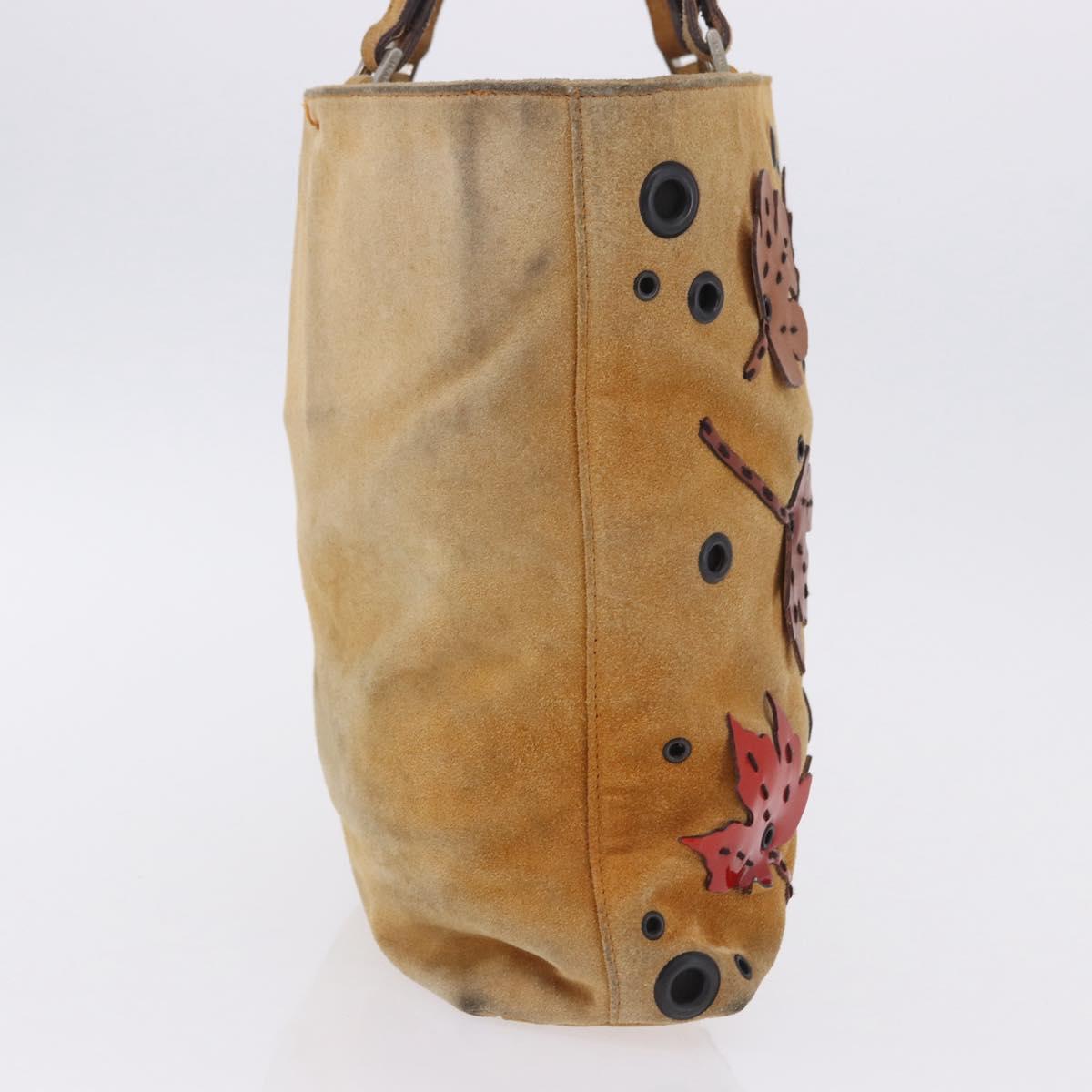 FENDI Hand Bag Suede Beige Auth 202880