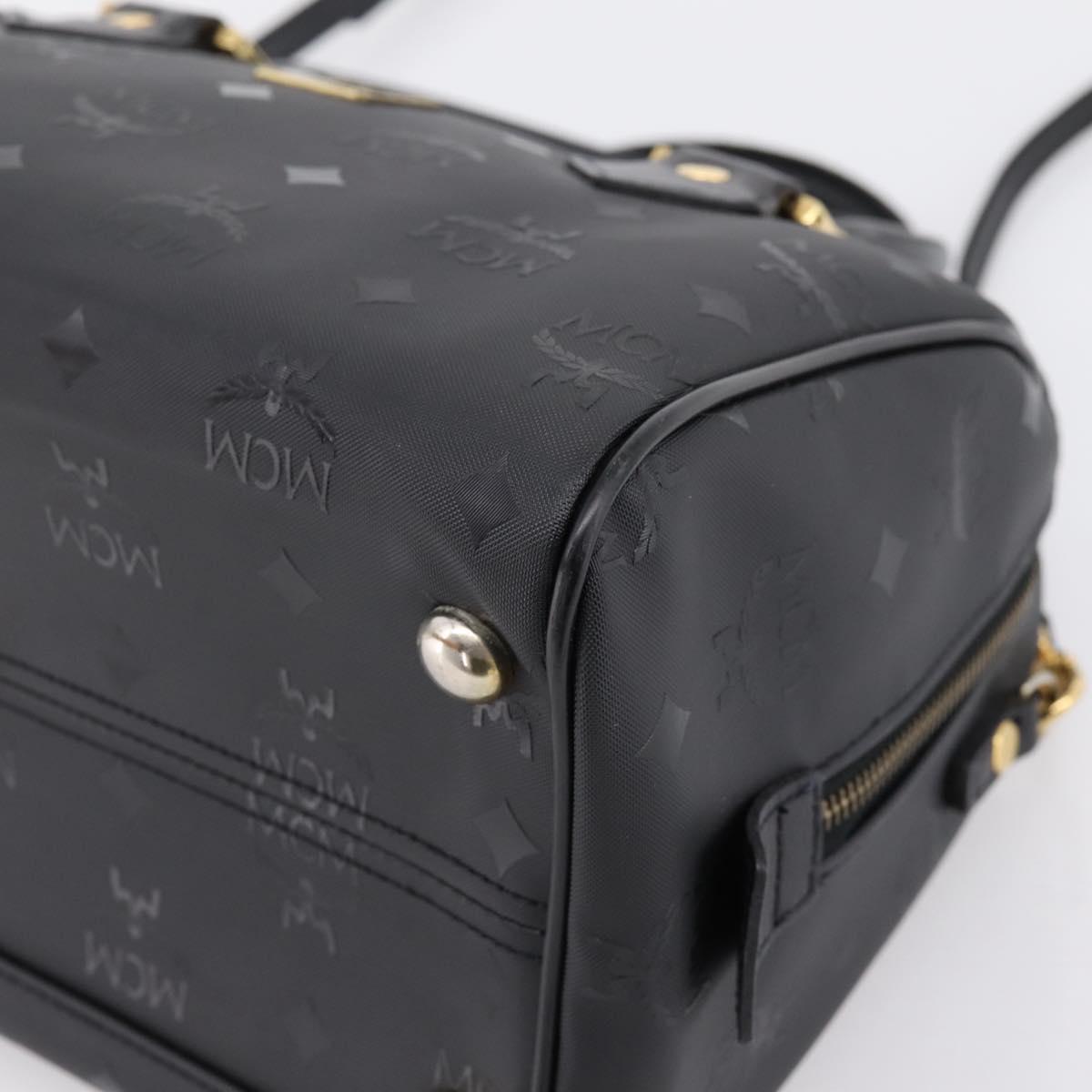 MCM Vicetos Logogram Hand Bag PVC Leather 2way Black Gold Auth 202886A