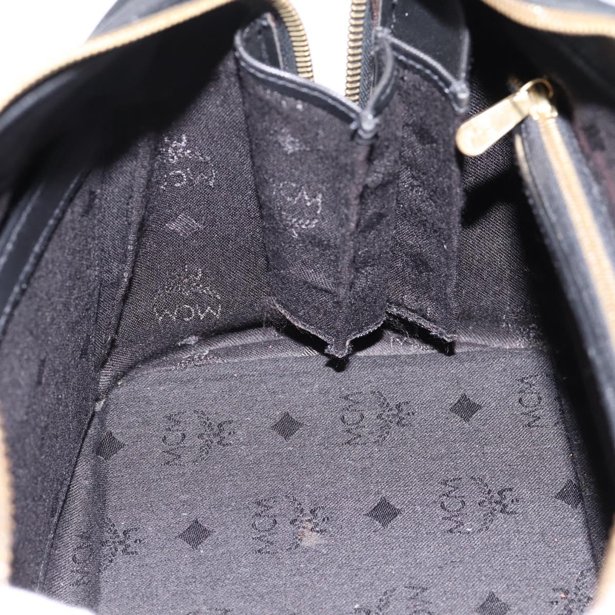 MCM Vicetos Logogram Hand Bag PVC Leather 2way Black Gold Auth 202886A