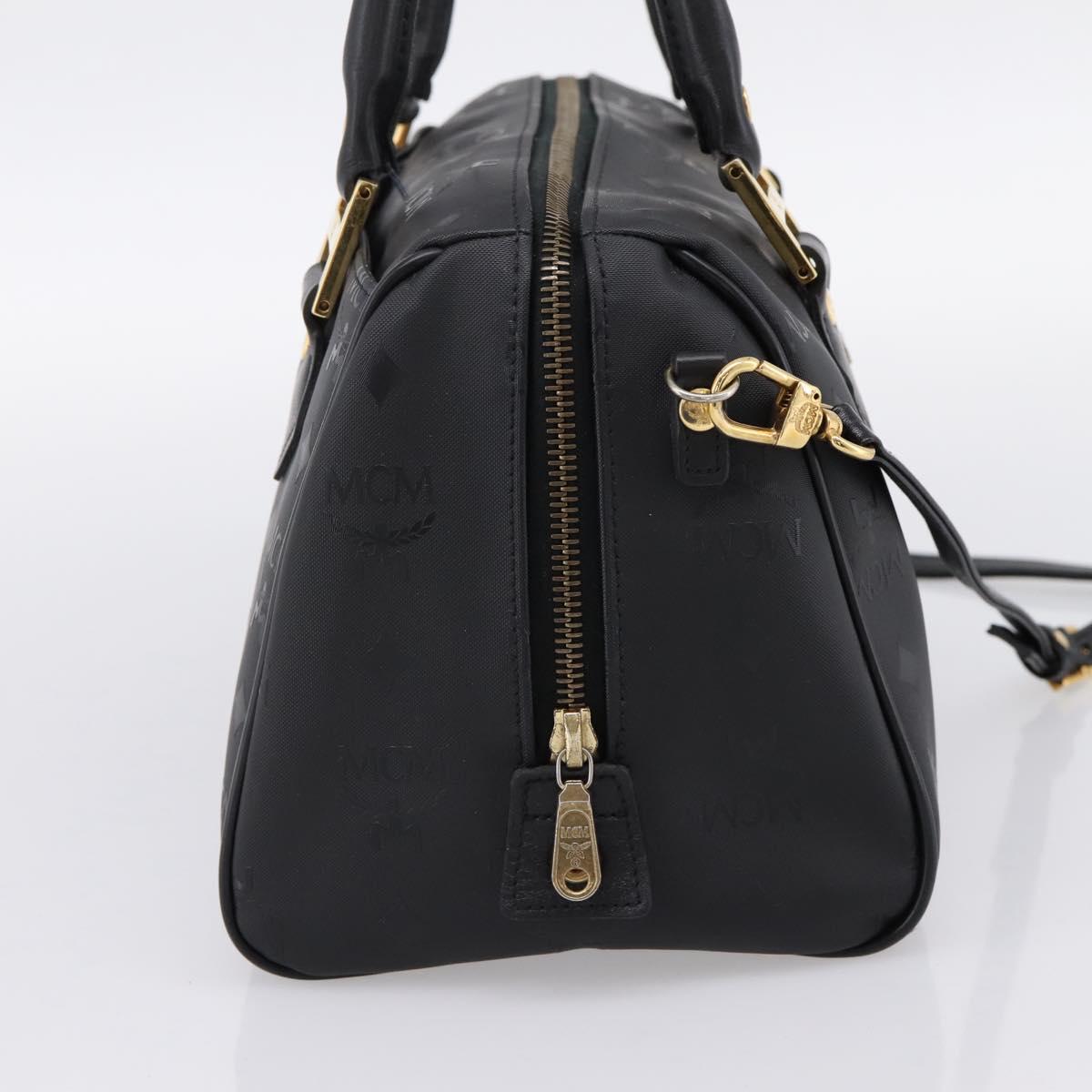 MCM Vicetos Logogram Hand Bag PVC Leather 2way Black Gold Auth 202886A