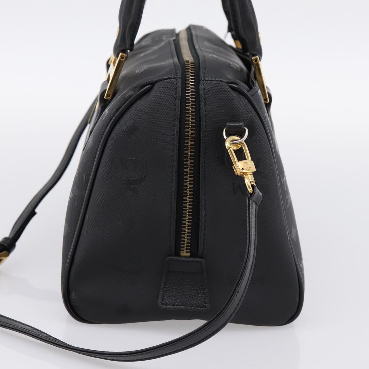 MCM Vicetos Logogram Hand Bag PVC Leather 2way Black Gold Auth 202886A