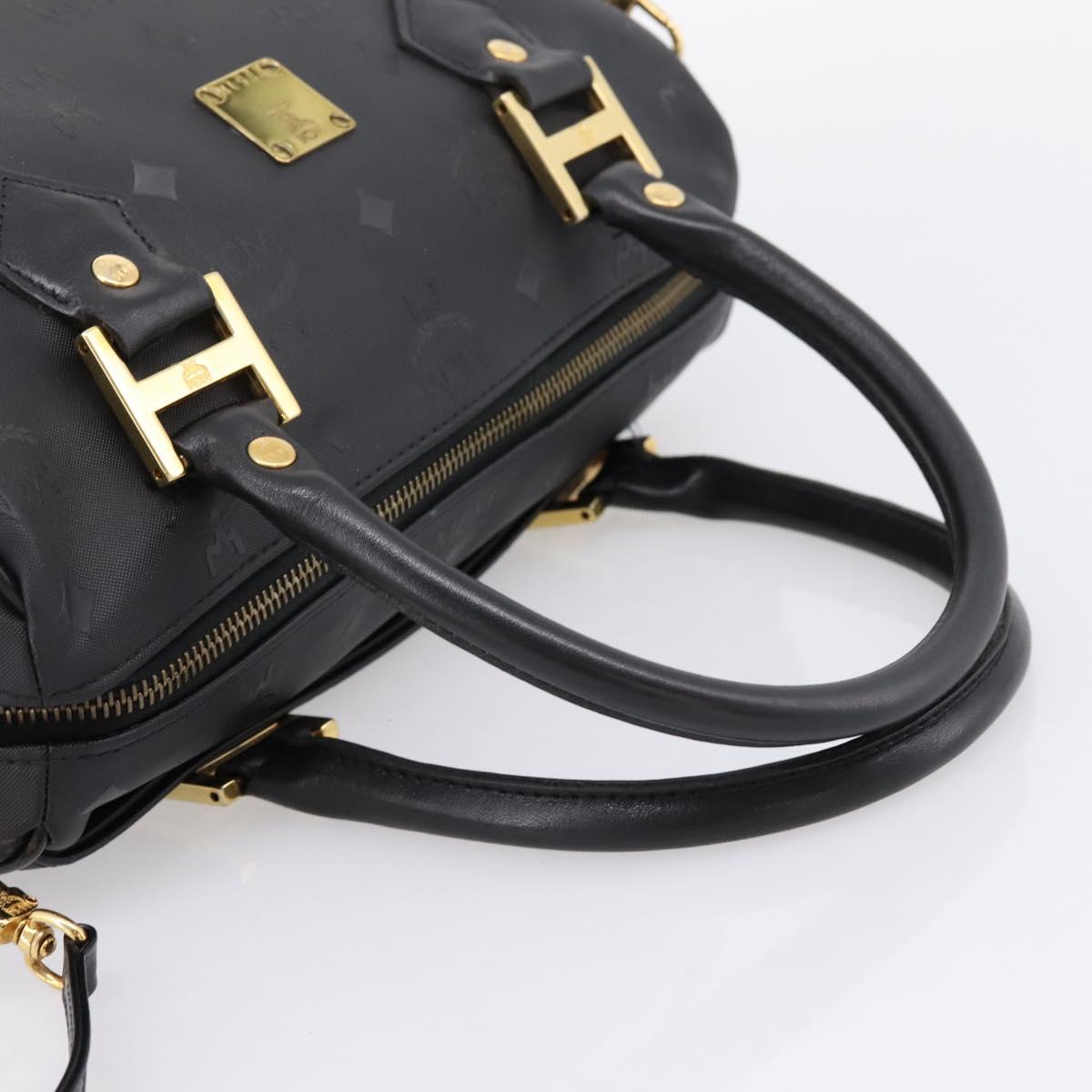 MCM Vicetos Logogram Hand Bag PVC Leather 2way Black Gold Auth 202886A