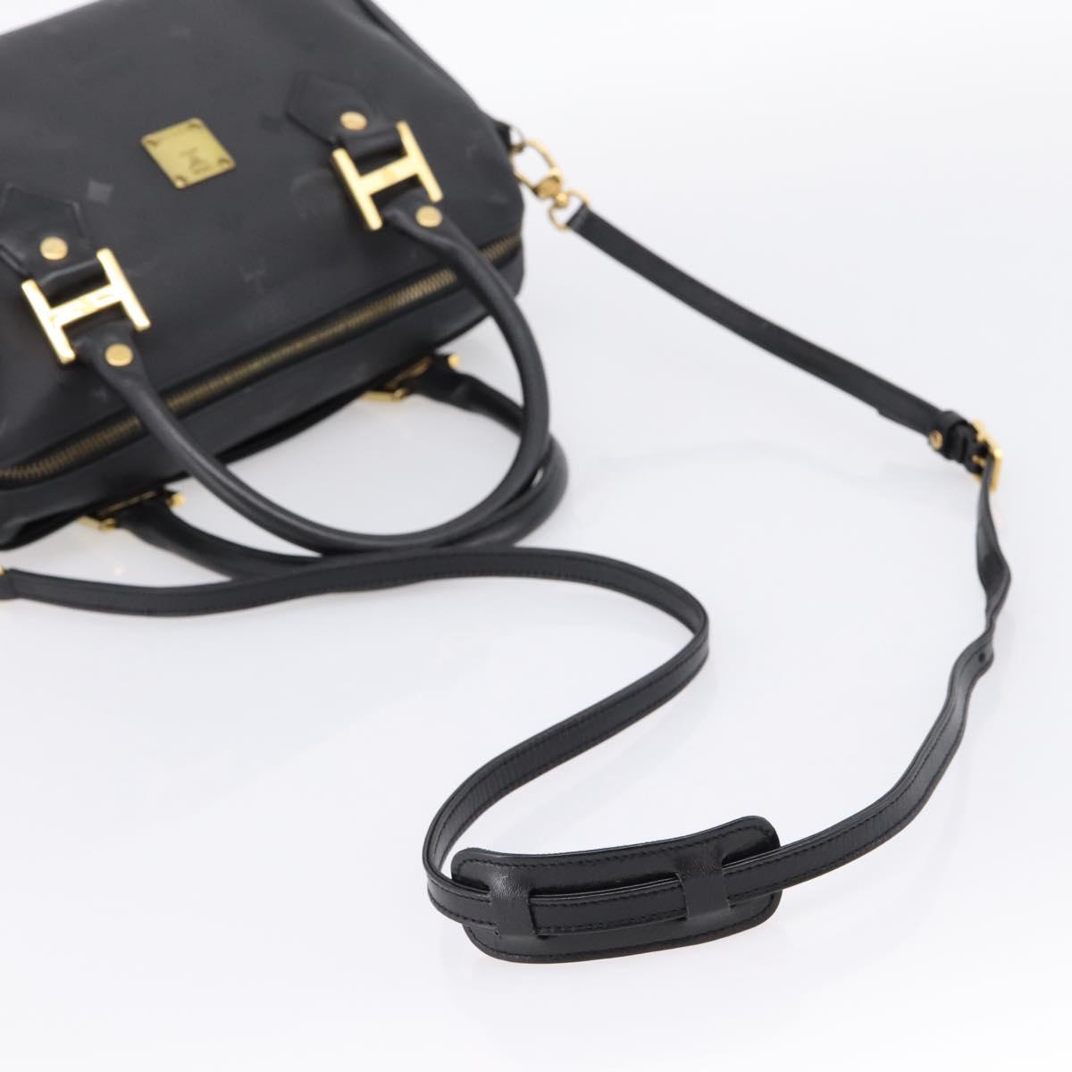 MCM Vicetos Logogram Hand Bag PVC Leather 2way Black Gold Auth 202886A