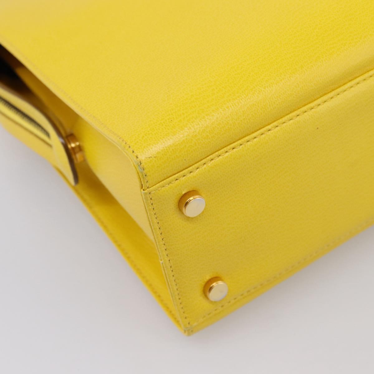 Salvatore Ferragamo Gancini Hand Bag Leather 2way Yellow Gold Auth 202887