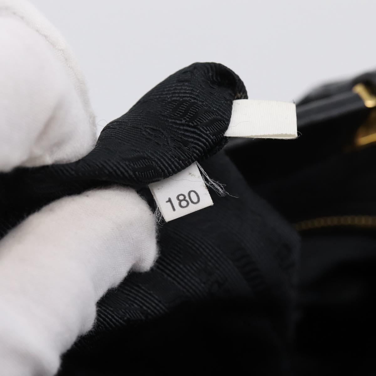 PRADA Gathered Hand Bag Nylon 2way Black Gold Auth 202889A