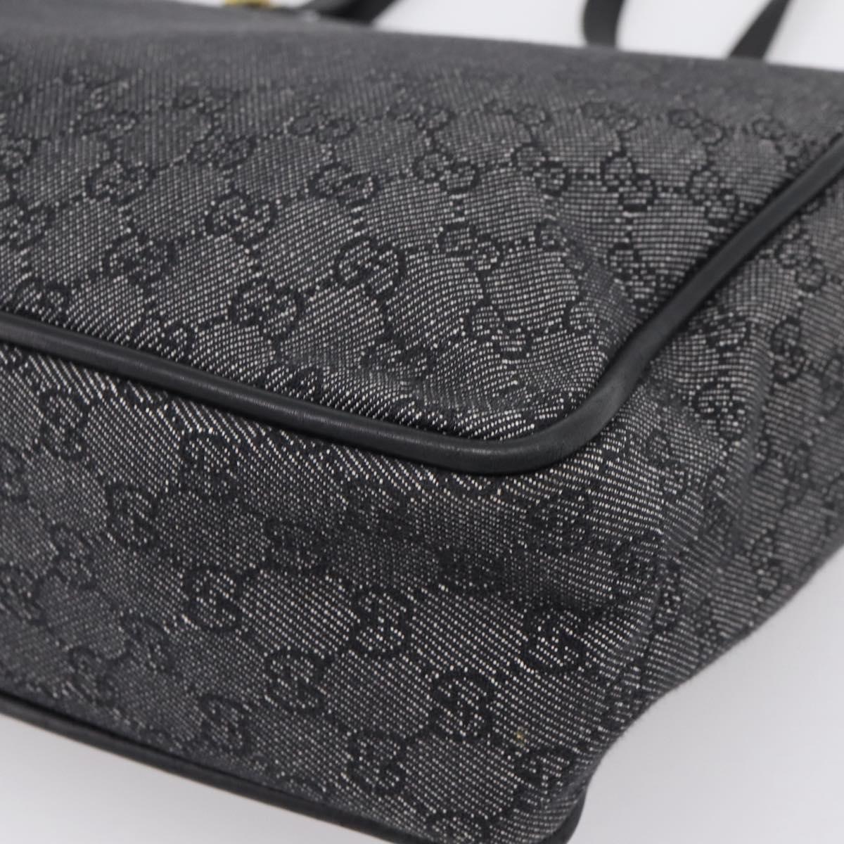 GUCCI GG Canvas Tote Bag Black Gold 92731 Auth 202890A