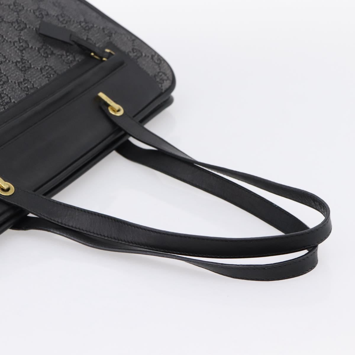 GUCCI GG Canvas Tote Bag Black Gold 92731 Auth 202890A