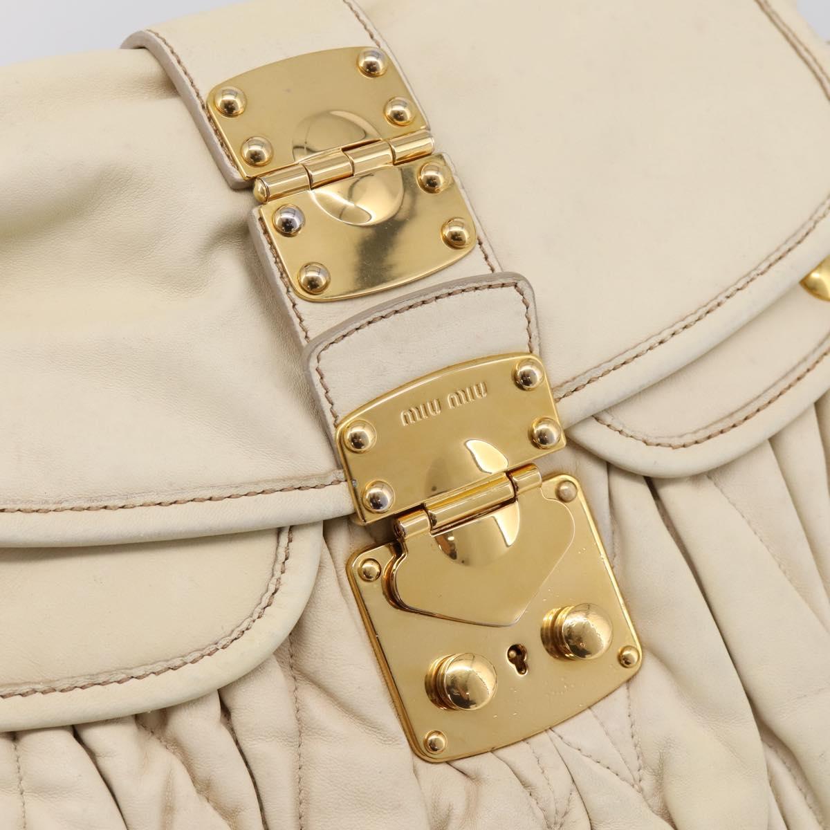 Miu Miu Matelasse Hand Bag Leather 2way Ivory Gold Auth 202893A