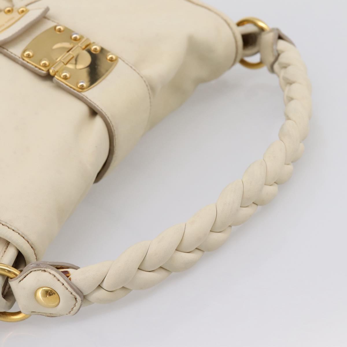 Miu Miu Matelasse Hand Bag Leather 2way Ivory Gold Auth 202893A
