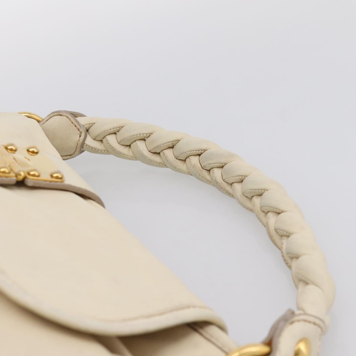Miu Miu Matelasse Hand Bag Leather 2way Ivory Gold Auth 202893A