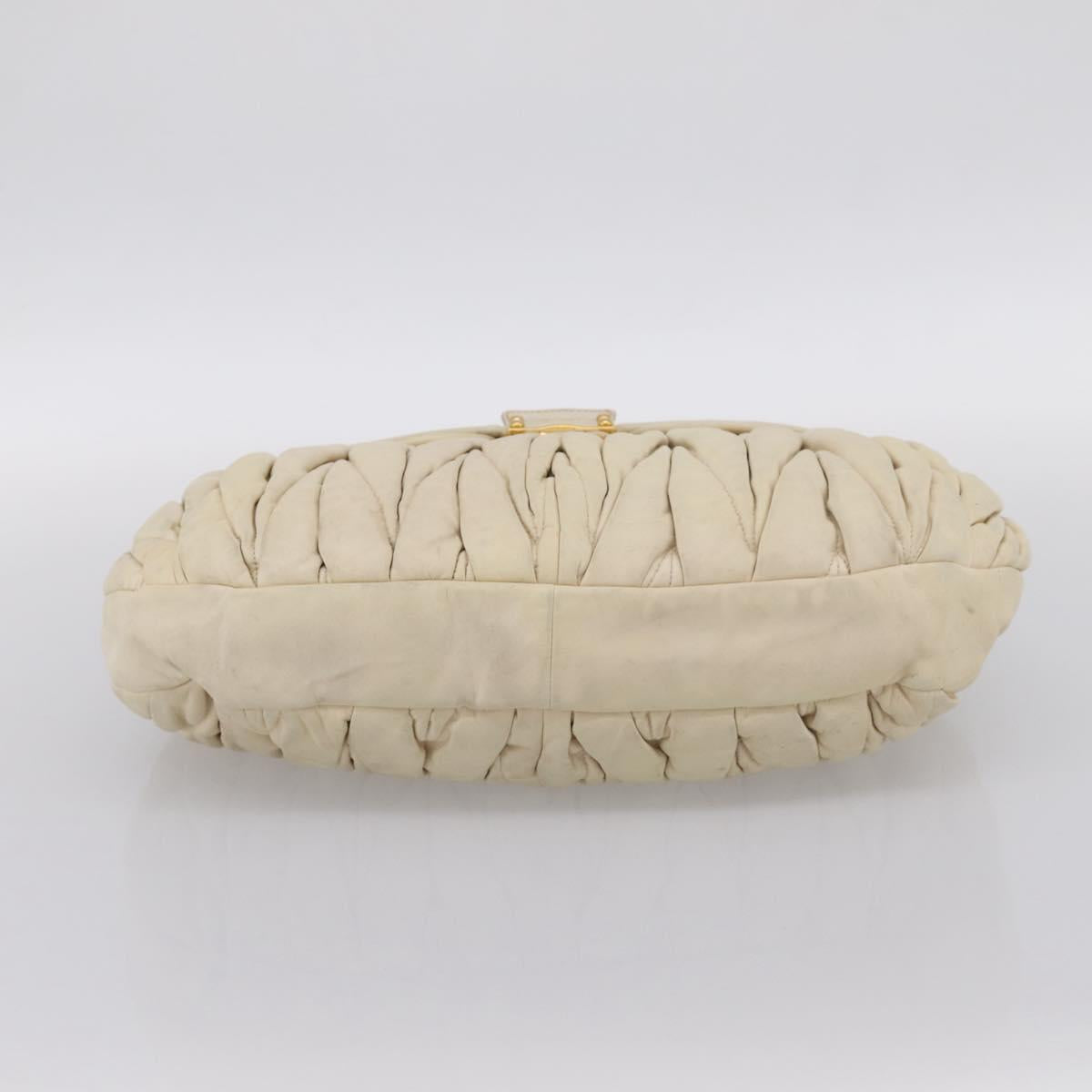 Miu Miu Matelasse Hand Bag Leather 2way Ivory Gold Auth 202893A