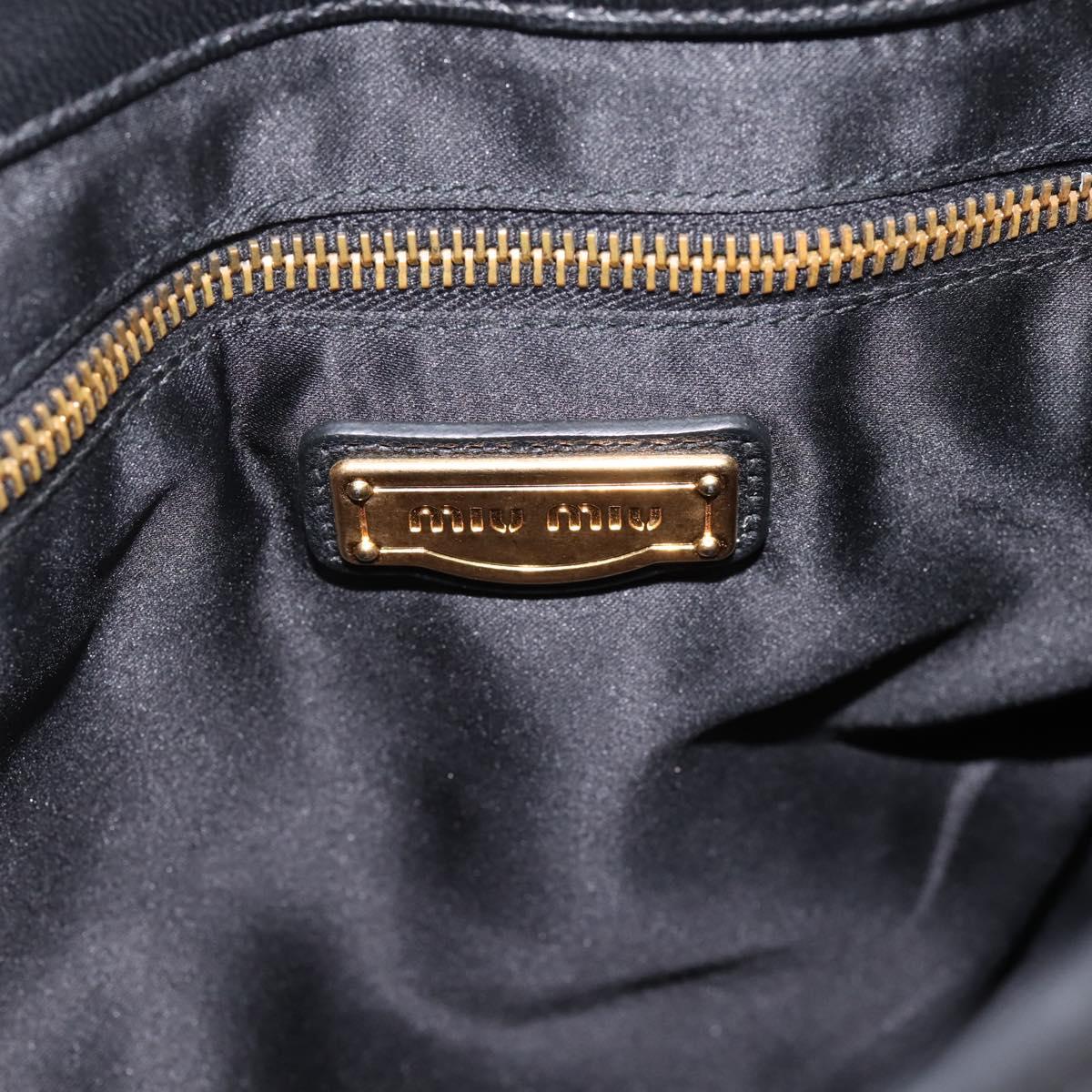 Miu Miu Matelasse Shoulder Bag Leather 2way Black Gold Auth 202894V