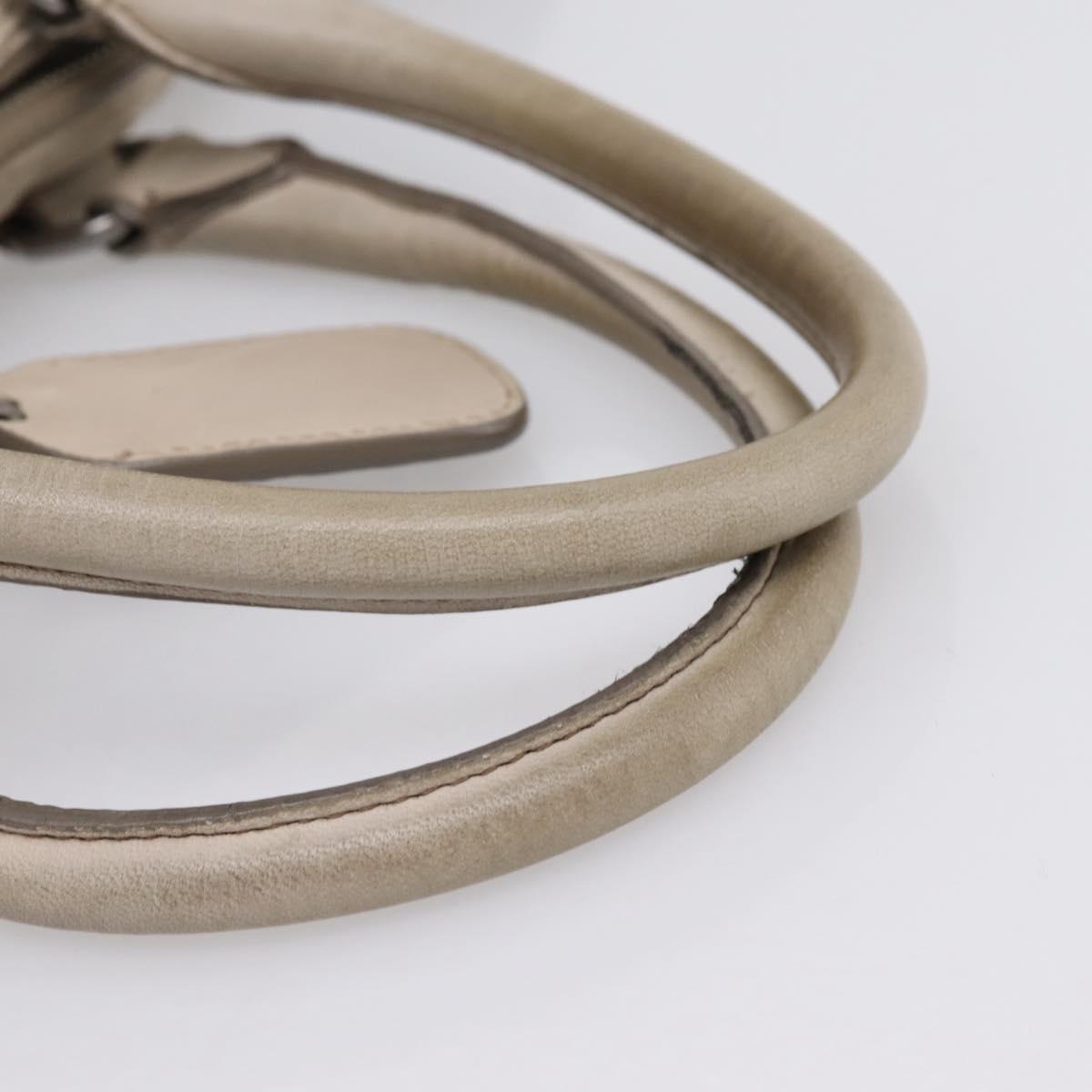 PRADA Gathered Hand Bag Leather 2way Ivory Silver Auth 202895A