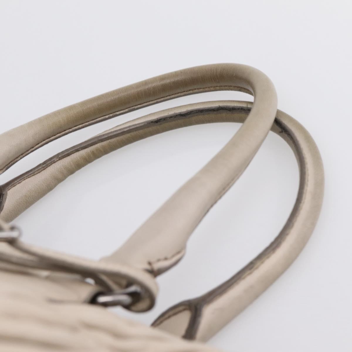 PRADA Gathered Hand Bag Leather 2way Ivory Silver Auth 202895A