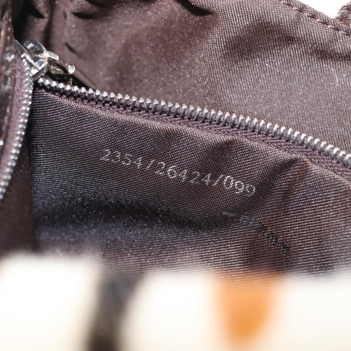 FENDI Mamma Baguette Shoulder Bag Harako leather Beige Silver Auth 202898SAM