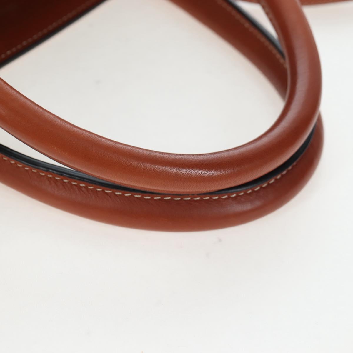 CELINE Macadam Canvas Vertical Cabas Small Hand Bag Navy Gold Auth 202902M