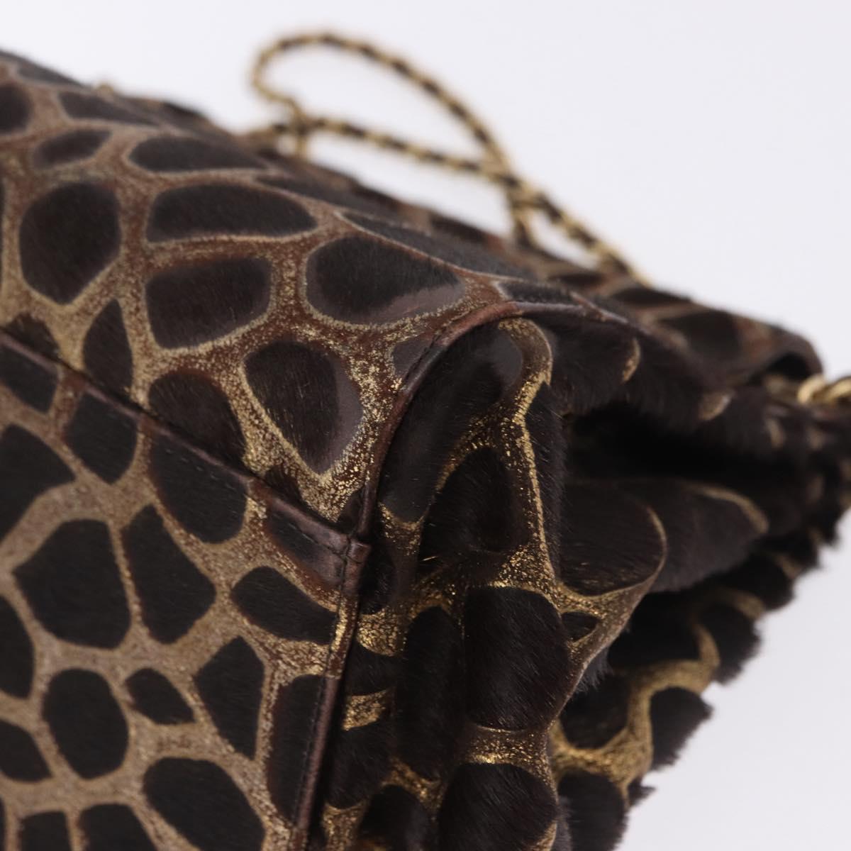 CHANEL 2.55 Chain Shoulder Bag Harako leather Brown Gold CC Auth 202903SAV