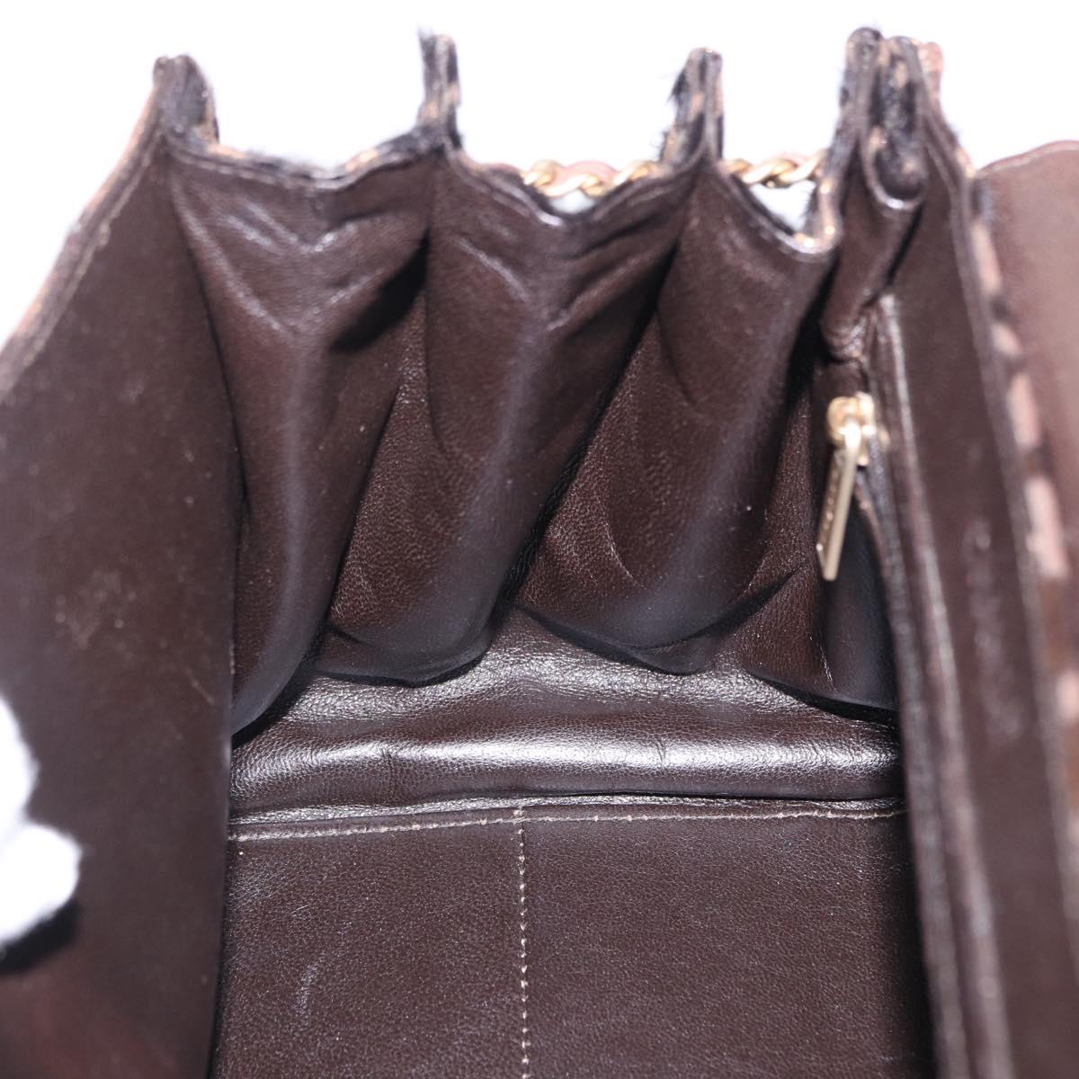 CHANEL 2.55 Chain Shoulder Bag Harako leather Brown Gold CC Auth 202903SAV