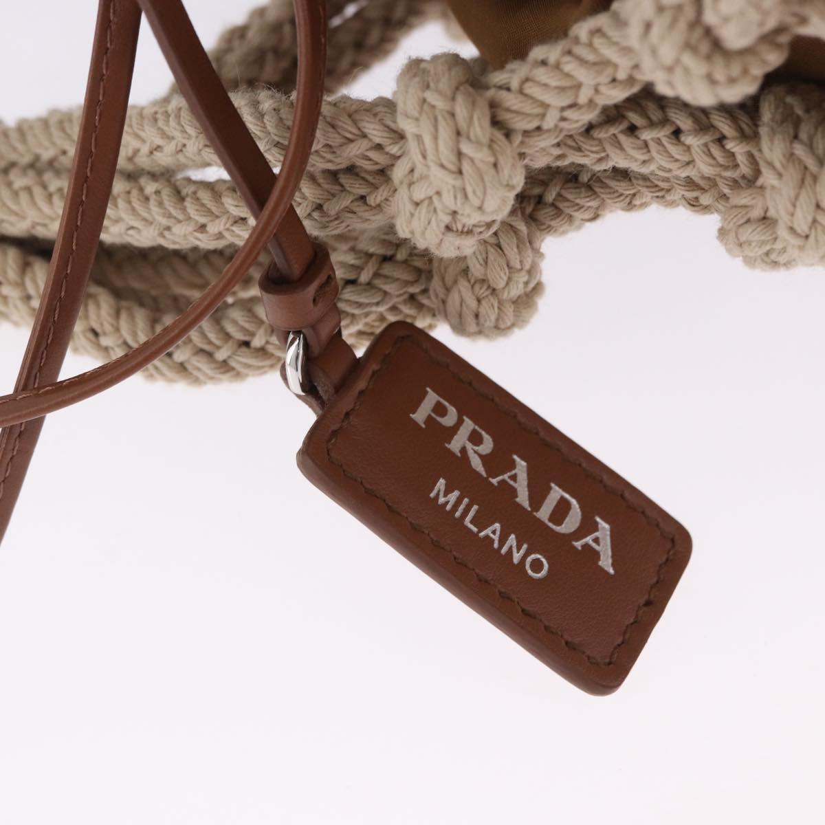 PRADA Tote Bag Knitted Fabrics Beige Silver Auth 202904SAM