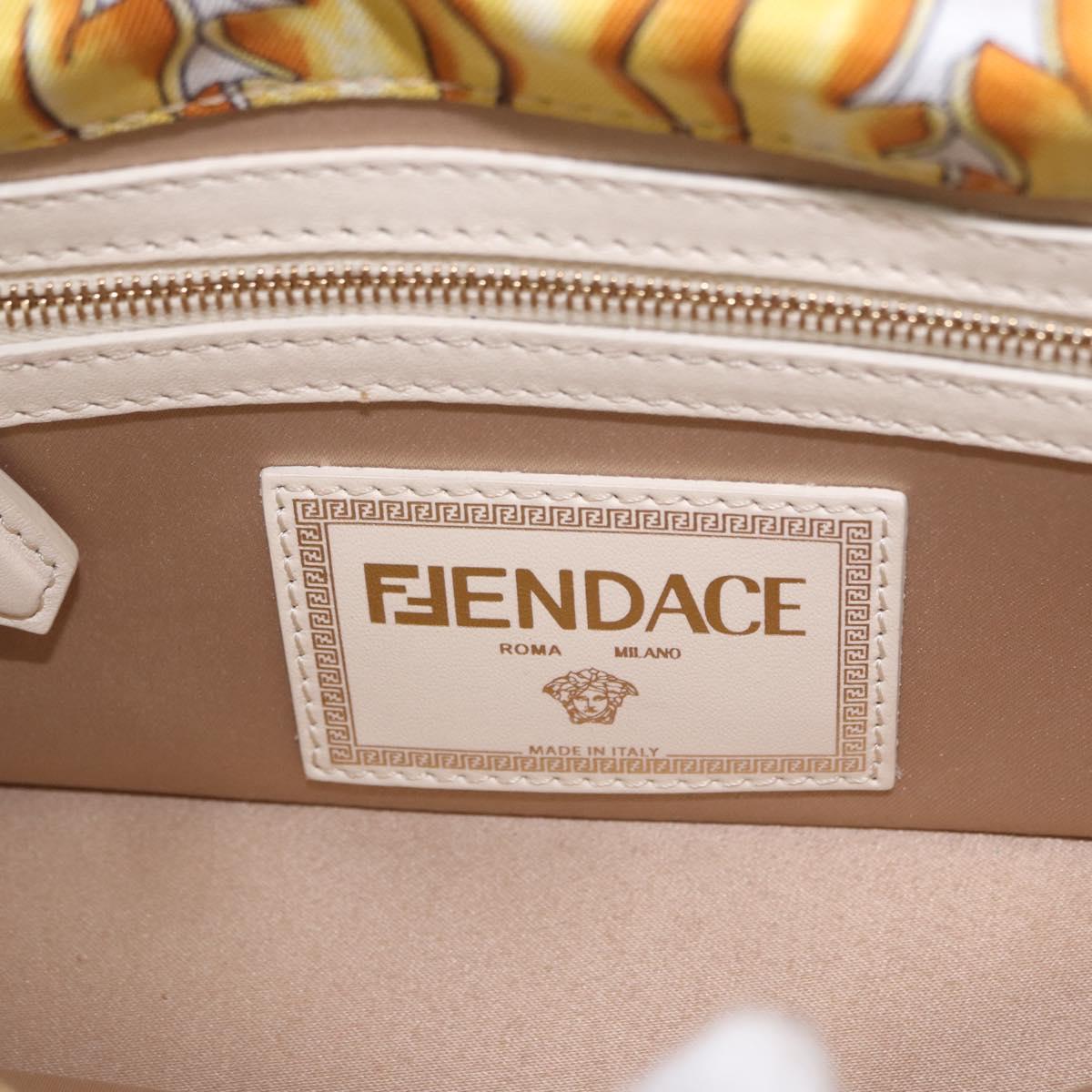 FENDI Zucca Canvas Mamma Baguette Bag Nylon FENDACE Beige Gold Auth 202905SAM