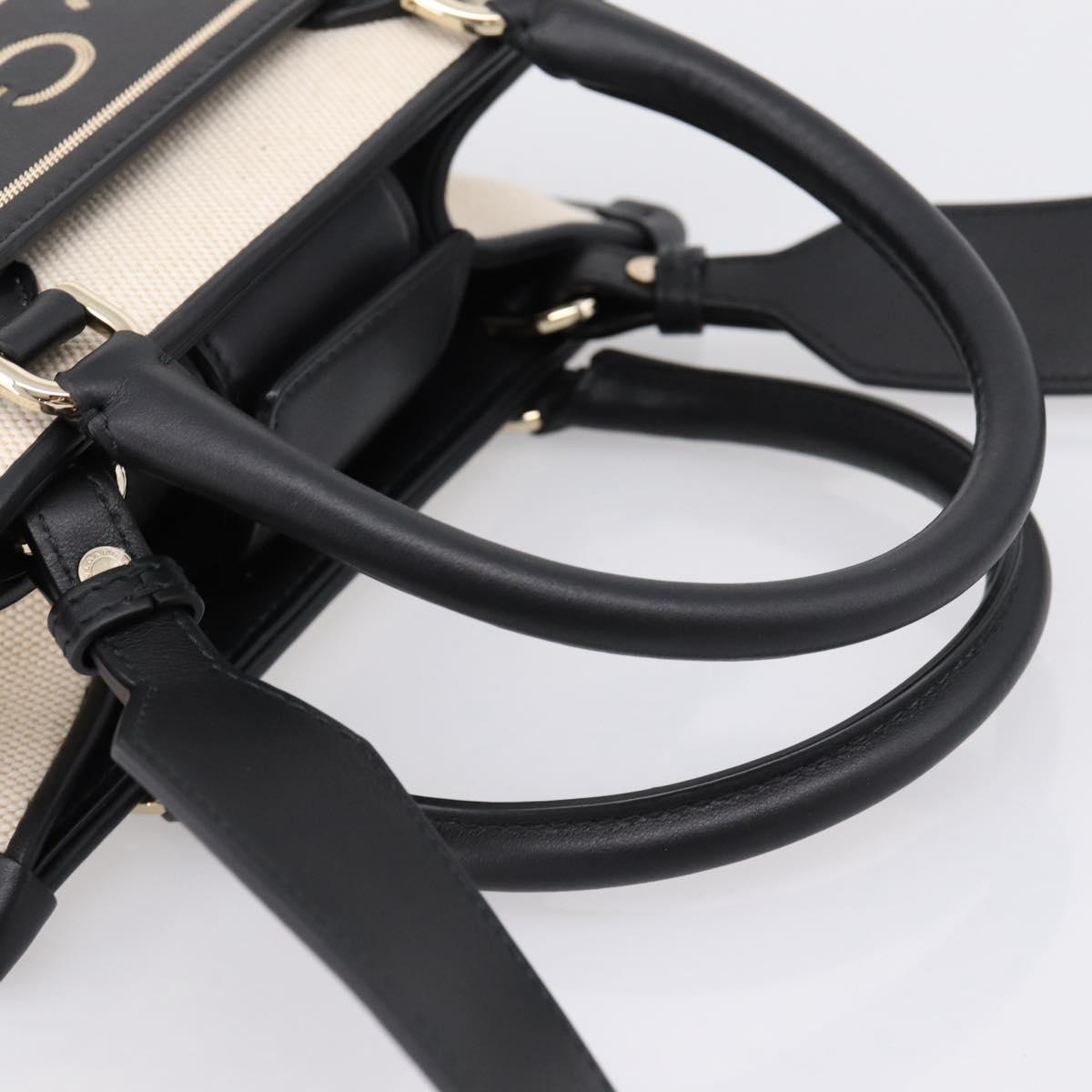 BVLGARI Hand Bag Canvas 2way Beige Gold Auth 202907M
