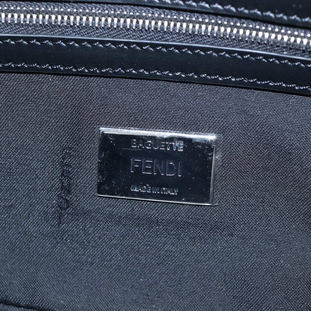 FENDI Newbucket Mamma Baguette Shoulder Bag Wool 2way Black Silver Auth 202909SAV