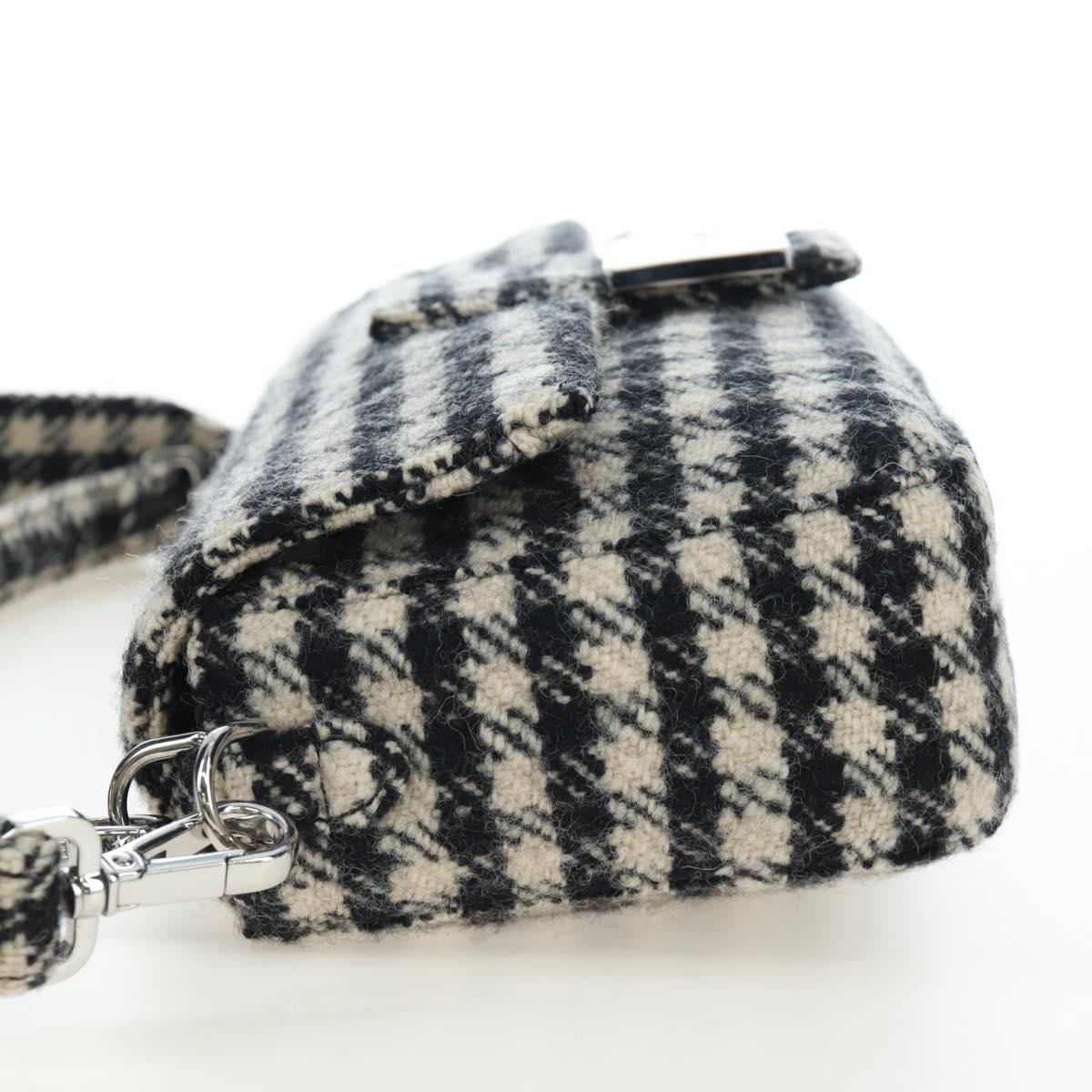 FENDI Newbucket Mamma Baguette Shoulder Bag Wool 2way Black Silver Auth 202909SAV