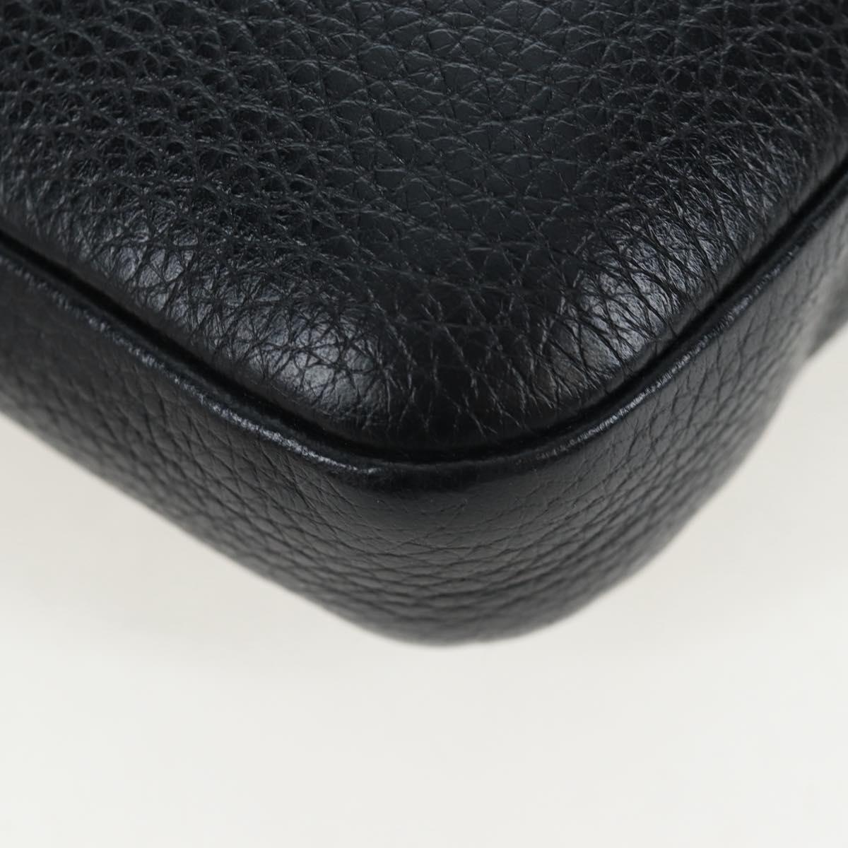 PRADA Shoulder Bag Vittero Dino Leather Black Silver Auth 202911V
