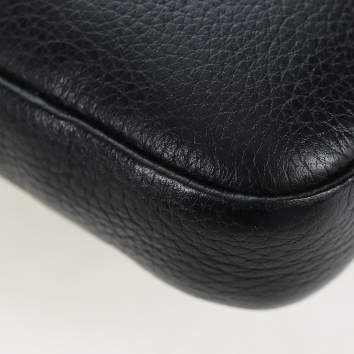 PRADA Shoulder Bag Vittero Dino Leather Black Silver Auth 202911V