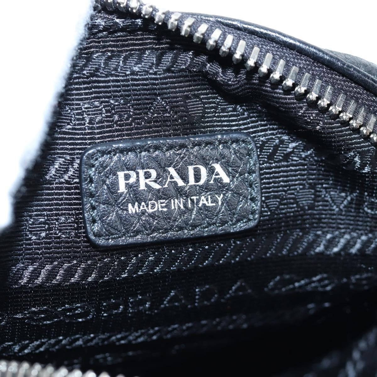 PRADA Shoulder Bag Vittero Dino Leather Black Silver Auth 202911V