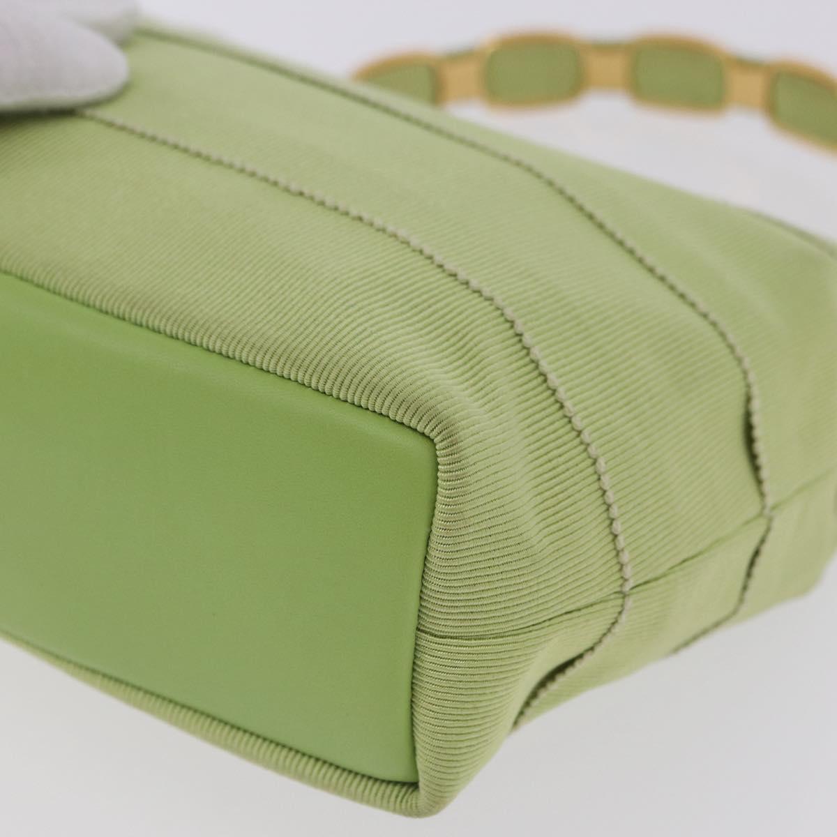 Salvatore Ferragamo Vala Hand Bag Canvas Green Gold Auth 202914A