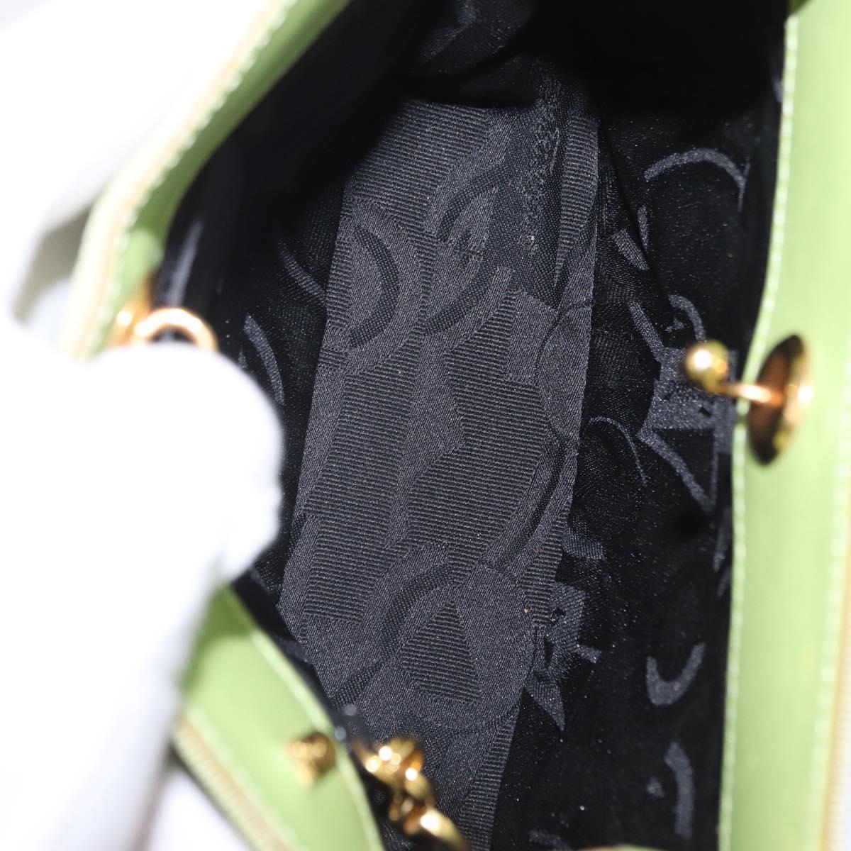 Salvatore Ferragamo Vala Hand Bag Canvas Green Gold Auth 202914A