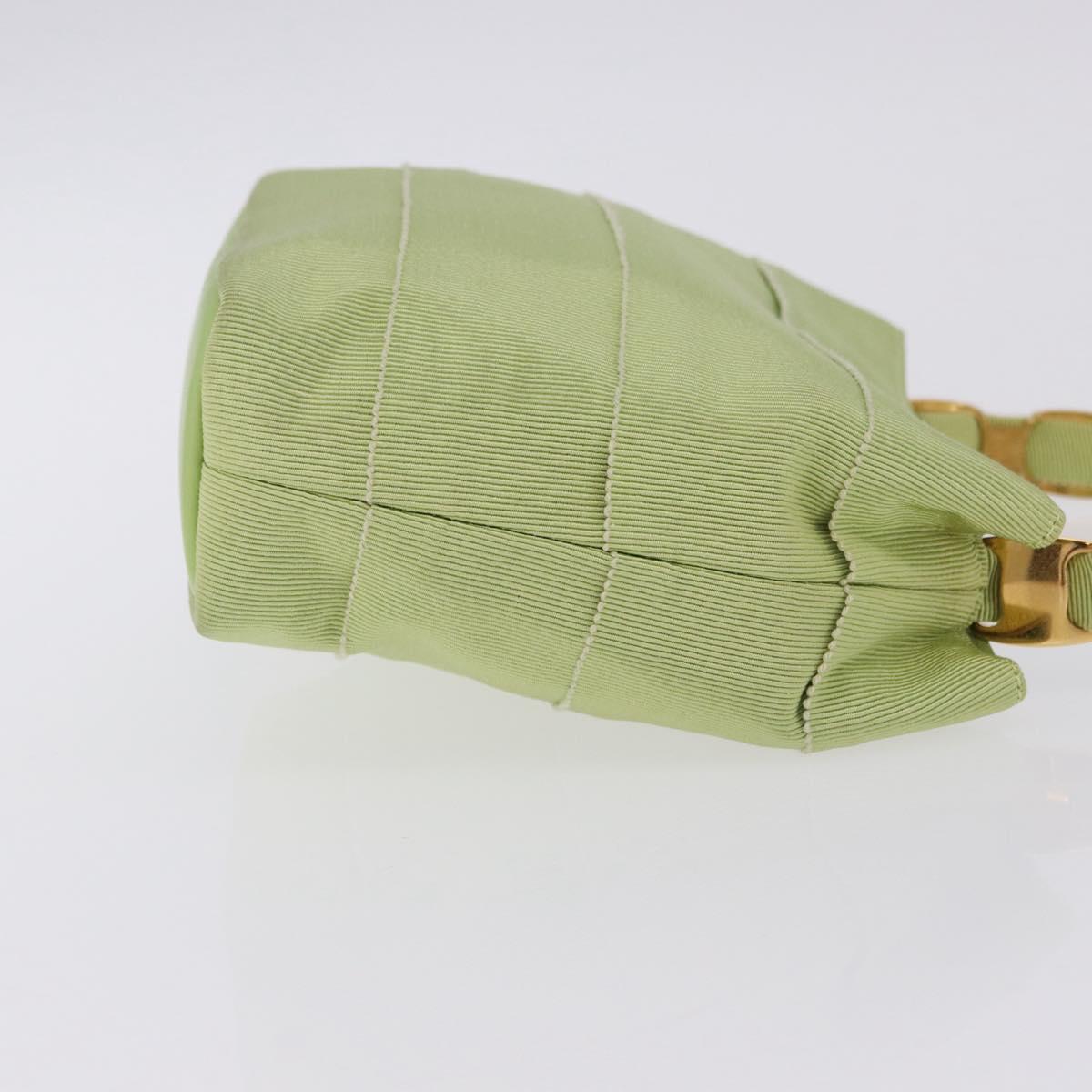 Salvatore Ferragamo Vala Hand Bag Canvas Green Gold Auth 202914A