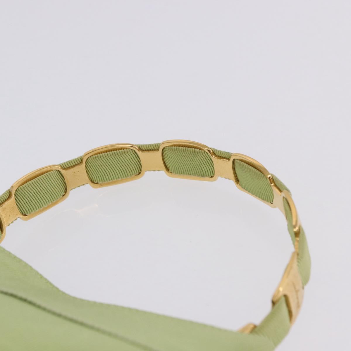 Salvatore Ferragamo Vala Hand Bag Canvas Green Gold Auth 202914A