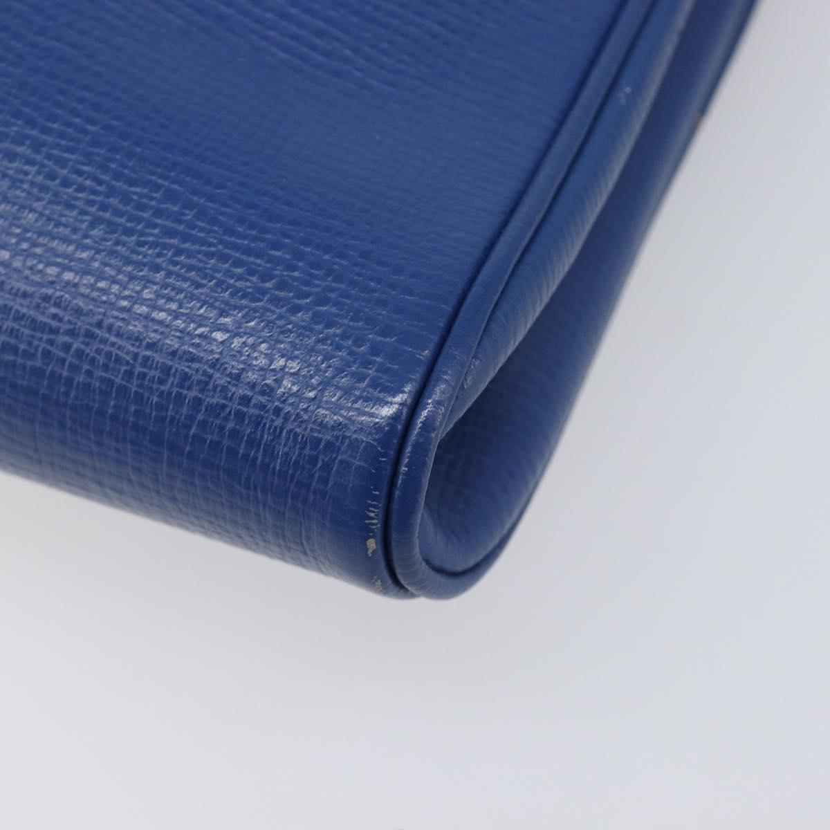 CELINE Circle Shoulder Bag Leather Blue Gold Auth 202918A